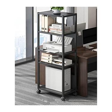 Imagem de Suporte de impressora multicamadas suporte de impressora móvel com rolamento de armazenamento para mesa de chão suporte de host de PC suporte de armazenamento ajustável rack sobre rodas para materiais de escritório Scanner de fax Impressora de mesa (Cor: