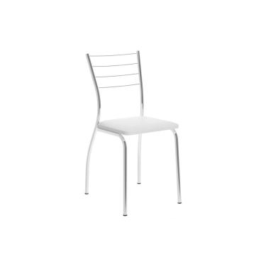 Imagem de Kit 2 Cadeiras de Cozinha 1700 2 Un Cromado/Courano Branco - Carraro