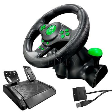 Imagem de Volante de Vibração Gamer Xbox 360 Ps3 Ps2 pc USB 4em1