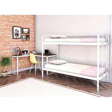 Imagem de Conjunto para Quarto 1 Beliche e 1 Escrivaninha em L 105x105cm Completa Casa