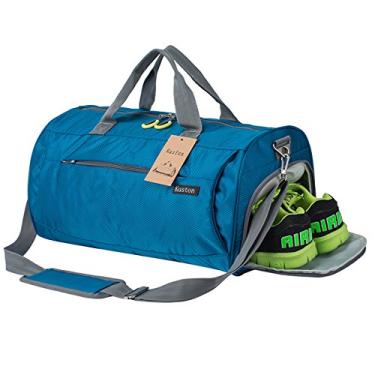 Imagem de Kuston Sports Bolsa pequena para academia masculina e feminina bolsa de viagem bolsa de treino com compartimento para sapatos e bolso molhado, sky blue, M