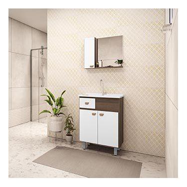 Imagem de Gabinete Para Banheiro Essenza 600 Com Pés - Tinto/Branco - Gaam
