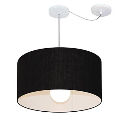 Imagem de Lustre Pendente com Desvio de Centro Cúpula Tecido 55x25 cm, Vivare Iluminação, Pendente4232 PR, Preto, Médio