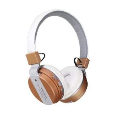 Imagem de Fone de ouvido Headphone Jb55 Metal Super Bass Wireless Bluetooth sd mp3 cor branco com dourado
