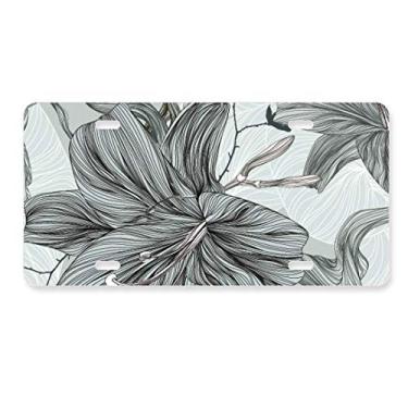 Imagem de Etiqueta de aço inoxidável para decoração de placa de licença com flores de desenho de lírios