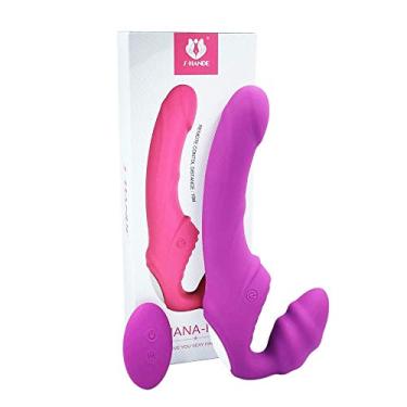 Imagem de Strap On Recarregável Sem Cinta Feito Em Silicone Com 9 Modos De Vibrações E Controle Remoto Sem Fio 21,5 X 3 Cm Roxo S-Hande Nana RCT