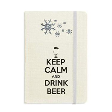 Imagem de Caderno de anotações com frase Keep Calm And Drink Beer com flocos de neve para inverno