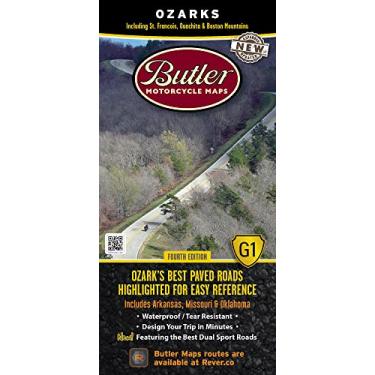 Imagem de Mapa de motocicleta Ozarks, melhores estradas de terra e pavimentadas em AR, MO e OK