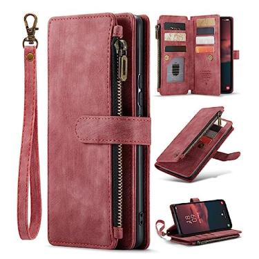 Imagem de Capa de telefone carteira para S23 A52 S para Samsung S21 Plus S20FE Capa de couro para Galaxy A12 A22 A33 A13 A72 A54 Acessório para capa de telefone, vermelho, para Galaxy S21 Ultra