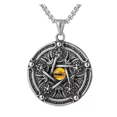 Imagem de Corrente com Pingente aço inox Estrela Pentagrama Bruxa magia Wicca mago vikings