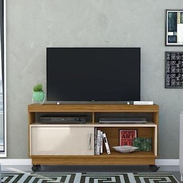 Imagem de Rack para Tv até 50 Polegadas 1 Porta e Rodízios Artur Madetec Naturale/off White