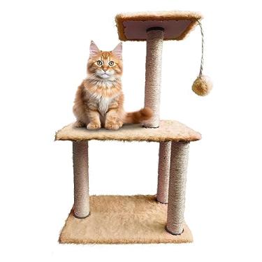 Imagem de Arranhador Para Gatos 3 Bases Com Bolinha Brinquedo (Bege)