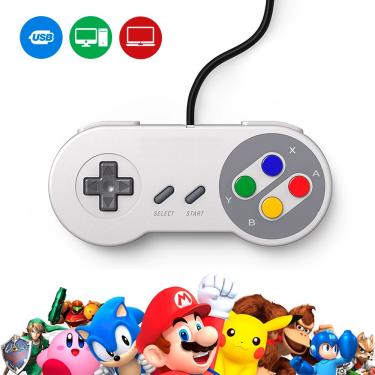 Pacote com 2 controles USB para Super Nintendo, Joypad para jogos retrô  Famicom SNES para Windows, PC, Mac, Linux, Android Raspberry Pi  (multicolorido) : : Games e Consoles