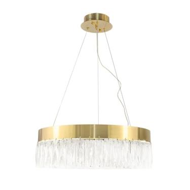 Imagem de Lustre Pendente Led Redondo Cristal Dourado Pd1907