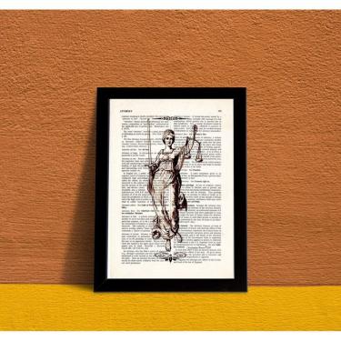 Imagem de Quadro Deusa da Justiça Vintage 24x18cm - Moldura Preta