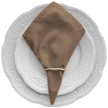 Imagem de Kit 4 Guardanapos de Mesa Posta 30cm X 30cm Com Anéis Tecido Percal 180 Fios (Cáqui)