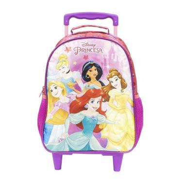 Imagem de Mochila Infantil Rodinha Carrinho Princesas Média Ref 11091
