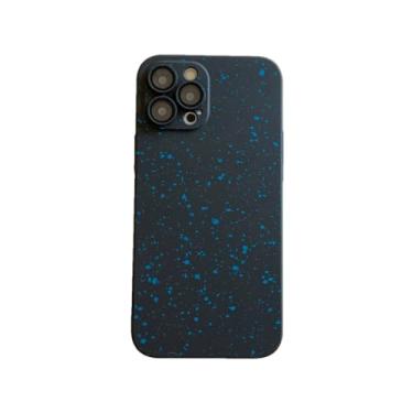 Imagem de Capa luxuosa de plástico rígido com respingos de arte, para iphone 14 pro max 11 12 13 pro max plus, capa protetora de câmera de vidro, azul, para iphone 14 pro