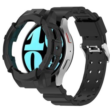 Imagem de LOKEKE Capa protetora para Galaxy Watch 6 de 40 mm, capa protetora de TPU com pulseira de relógio de pulso de substituição de silicone para Samsung Galaxy Watch 6 de 40 mm (40 mm preto)