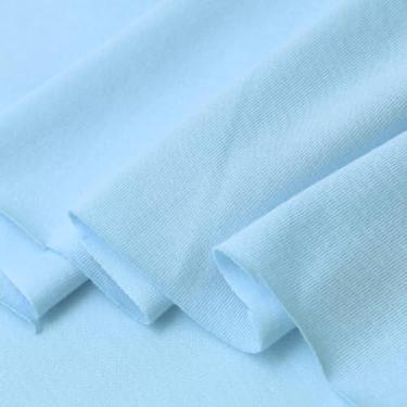 Imagem de Verão algodão malha tecido liso roupas bebê BJD camiseta manga curta moletom fino (25 azul, cortado por metro)