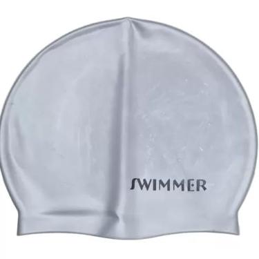 Imagem de Touca De Natação Silicone Lisa Impermeável Macia Confortável (Cinza)