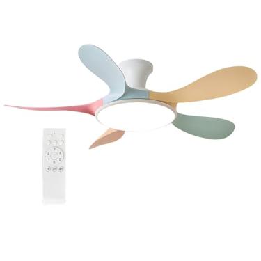 Imagem de Ventiladores De Teto De 46 Polegadas Com Luzes, Luz De Ventilador De Teto Com Lâminas Coloridas, Ventilador De Teto Com Controle Remoto, Para Quarto De Pátio (Color : Style 2, Size : 30in)