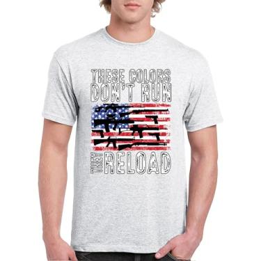 Imagem de Camiseta masculina These Colors Don't Run They Reload 2nd Amendment 2A Second Right American Flag Don't Tread on Me, Cinza-claro, G