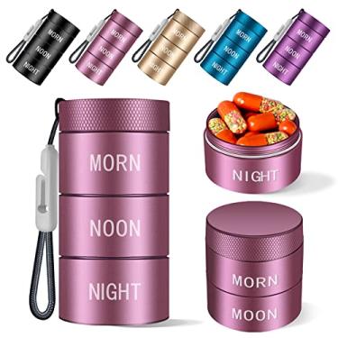 Imagem de Organizador de comprimidos à prova d'água de liga de alumínio, 3 vezes ao dia, estojo de metal à prova de umidade, pequeno suporte de comprimidos diário para bolsa, recipiente portátil de viagem para