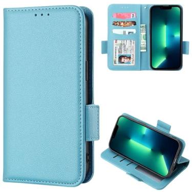 Imagem de Capa compatível com Oppo Realme C53 4G, capa flip de couro com compartimento para cartão, design carteira, capa flip estável azul claro
