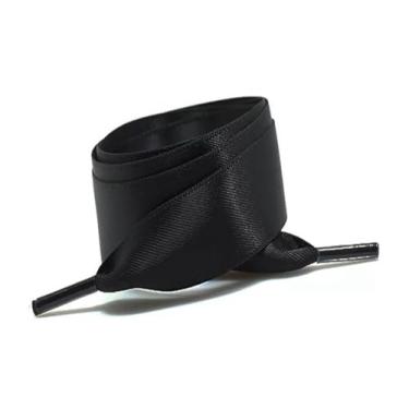 Imagem de Silk Satin Ribbon Shoelaces Width Flat Shoelace Boots Sneakers Colourful Laces For Shoes Accesories (Color : Black, Size : 80cm)