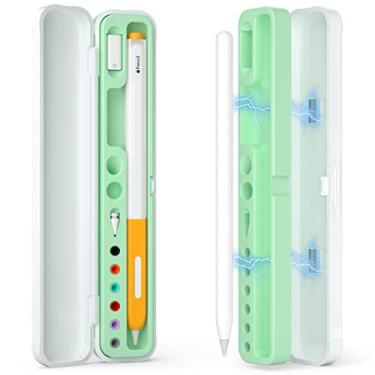 Imagem de Joosko Estojo de transporte magnético compatível com Apple Pencil 2ª geração e 1ª geração de lápis e Samsung Galaxy S-Pen, estojo de lápis consiste em policarbonato rígido e interior de silicone macio