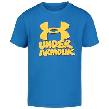 Imagem de Under Armour Camisa de manga curta para meninos, gola redonda, leve e respirável, Bolha azul fóton, 6