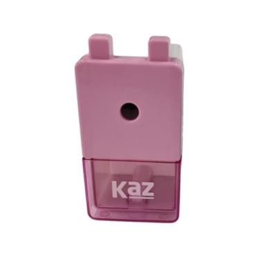 Imagem de Apontador De Mesa Manual Para Lápis De Plástico Com Manivela Deposito Coletor Recipiente Cinzas Fácil De Usar Escola Volta Às Aulas (ROSA)