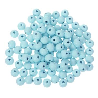 Imagem de METALLIXITY Contas de madeira coloridas (10 mm/0,39") 200 peças, espaçador de esferas redondas de madeira - para decoração de festa em casa, azul claro