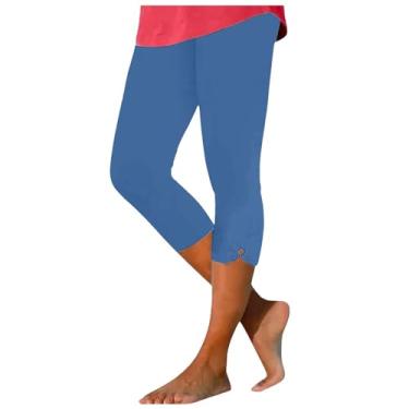 Imagem de Lainuyoah Calça legging feminina cropped de verão capris leve 2024 calça de treino slim confortável calça leve, B-bu3, P
