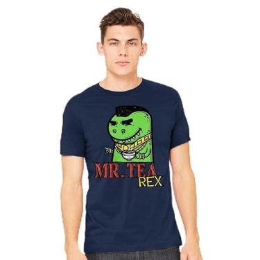 Imagem de TeeFury - Camiseta masculina Mr. Tea Rex, Azul marino, 3G