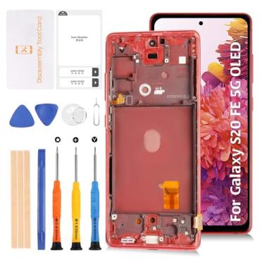 Imagem de Olivechard S20 FE 4G G780/5G G781 Tela OLED LCD 16.4 cm + Moldura Nuvem Vermelha para Samsung Galaxy S20 FE 4/5G Tela LCD Substituição Touch Digitalizador Kit de Montagem Sm-g781b/u/u1/w/n/v