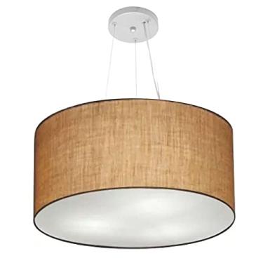 Imagem de Lustre Pendente Cilíndrico Cúpula Tecido 55x30 cm, Vivare Iluminação, Pendente4192 LP, Palha, Médio