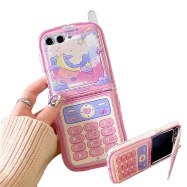 Imagem de GO-VOLMON Capa para Samsung Galaxy Z Flip 6 com teclado rosa criativo, capa fofa para meninas para Galaxy Z Flip 6 protetor de tela frontal, capa à prova de choque Kawaii para Z Flip 6 design