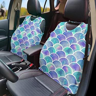 Imagem de GOSTONG Colete de capa de assento de carro com estampa em escala de sereia, protetor de acessórios de interior de veículo respirável