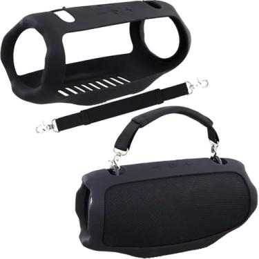 Imagem de Capa de silicone para alto-falante Bluetooth portátil Xtreme 4, capa de viagem de silicone portátil com alça, capa protetora (capa preta) - co2CREA
