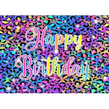 Imagem de Pano de fundo de aniversário colorido neon brilhante para fotografia, pintura, respingos, grafite, retrô, discoteca, hip pop, decorações de festa, estampa de leopardo, arco-íris, estampa de leopardo,
