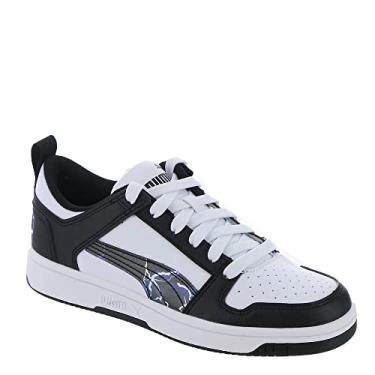 Imagem de PUMA Tênis infantil unissex Rebound Layup Mid (criança grande), Puma Preto/safira real, 17