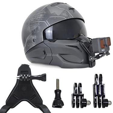 Imagem de Suporte de queixo de capacete de motocicleta para câmera GoPro Suporte de alça de capacete com braço giratório de extensão compatível com câmeras de ação DJI Hero 10/9/8/7/6/5 - preto