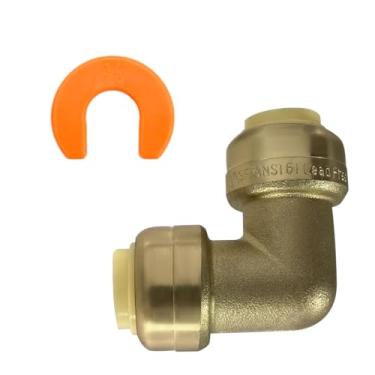 Imagem de 2 peças XFITTING Push Fit 3/8 polegadas x 3/8 polegadas Push Fit cotovelo com 1 clipe de desconexão, 27-6-5 = 2W.1C