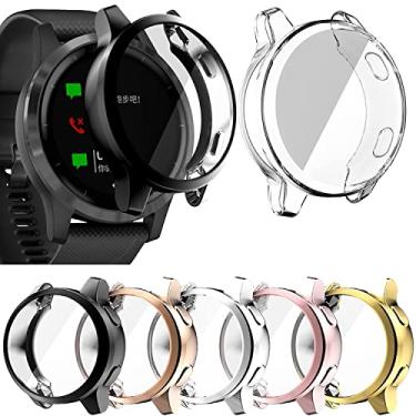 Imagem de Compatível com Garmin Vivoactive 4/Venu 2 45 mm/Vivoactive 4S/venu 2s 40 mm Capa protetora à prova d'água revestida de TPU macio em toda a volta à prova de arranhões (Vivoactive 4/Venu 2 45 mm, pacote