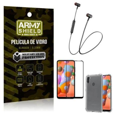 Imagem de Fone Bluetooth Hs615 Samsung A11+Capa Anti Shock+Pelicula 3D - Armyshi
