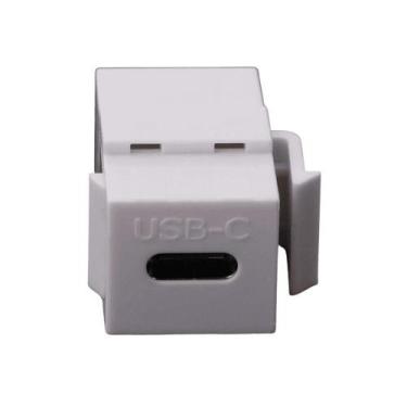 Imagem de Conector Emenda Fêmea Keystone Usb Tipo-C 2.0 Transferidor - Qtmov