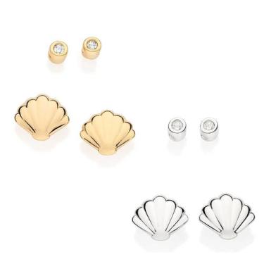Imagem de Brincos banhado ouro 3x 24k 18k e 22k ou prata 925 femininos pequenos 
