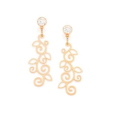Imagem de Brincos banhado ouro 3x 24k 18k e 22k feminino rommanel grande cristal